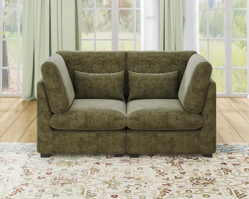 Miniatura 39 de Sofá Modular de Gran Tamaño, Sofá Seccional de Chenilla Nube Extra Profundo con Chaise Otomana, Sofá Esponjoso de Chenilla de 4 Plazas para Sala