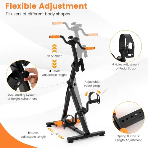 Miniatura 4 de GYMAX Bicicleta de Pedal para Personas Mayores, Máquina de Ejercicio para Brazos, Piernas y Rodillas con Función de Masaje, Monitor LCD, Altura