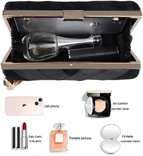 Miniatura 5 de Elegante bolso de mano de seda con colgante de borla para mujer, para novia, boda, graduación, fiesta de noche