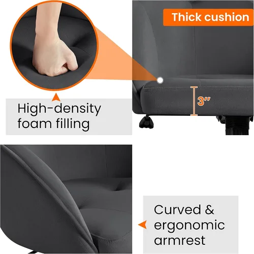 Miniatura 7 de Yaheetech Silla de oficina de altura ajustable con respaldo medio, giratoria, grande, silla de escritorio, silla de computadora con ruedas