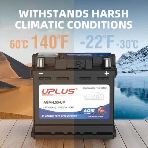 Miniatura 4 de UPLUS BCI Group 140R - Batería de coche, AGM-L50-UP sin mantenimiento, 12 V, 50 Ah, baterías AGM prémium H4 LN1, batería automotriz, 570CCA, 80RC