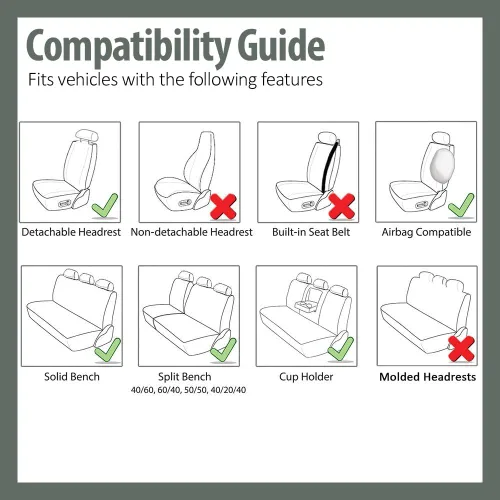 Miniatura 9 de FH Group - Juego completo de fundas para asientos de auto con rayas llamativas, ajuste universal para asientos delanteros de respaldo bajo, Verde