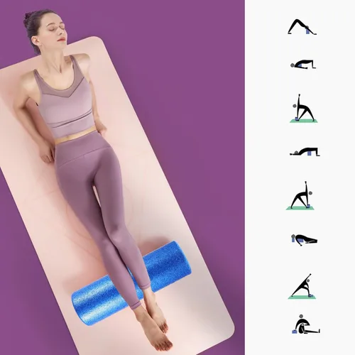 Miniatura 6 de Mikikit Rodillo masajeador muscular de columna de espuma de alta densidad para masaje de tejido profundo y liberación muscular, rodillo de fitness
