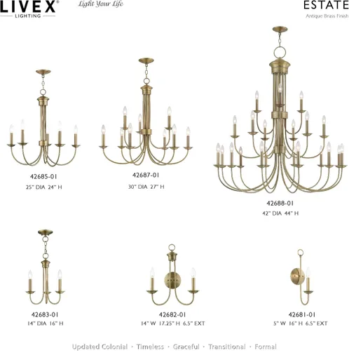 Miniatura 5 de Livex Lighting 42681-01 - Aplique de pared de latón antiguo (1 luz)