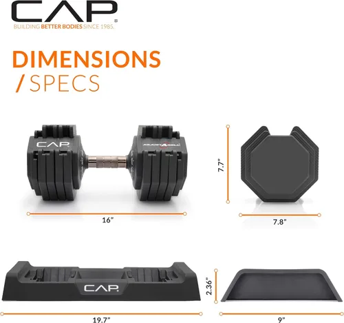Miniatura 30 de CAP ADJUSTABELL - Juego de mancuernas ajustables de selección rápida de primera calidad para entrenamiento de fuerza, individuales y pares, 12.5