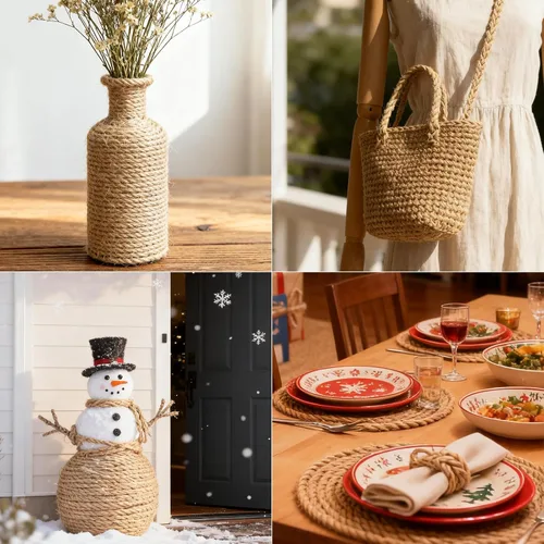 Miniatura 6 de Cuerda de yute natural de 0.039 in, 328 pies para manualidades, regalos, proyectos de manualidades, envoltura, agrupación, embalaje, jardinería