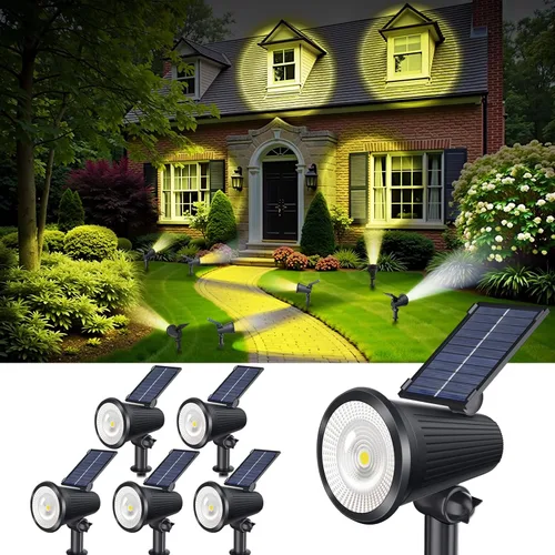 Focos solares impermeables para exteriores, luces LED ultra brillantes para árbol, bandera, césped, estatua, piscina, jardín, casa, pared, patio,