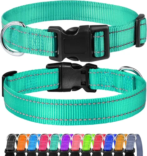 Miniatura 15 de FunTags Collar reflectante para perros, collares de nailon resistentes para perros pequeños machos y hembras, collar ajustable para perros