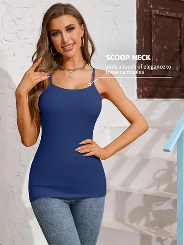 Miniatura 17 de Camisa Attraco de algodón, con tirantes estilo espagueti, con brasier incorporado, 2 paquetes, para mujer