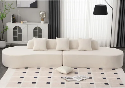 Miniatura 5 de Sofá curvo de 130.5 pulgadas para sala de estar, moderno sofá modular minimalista en nube, sofá de gran tamaño comprimido sin hueso de 3 plazas