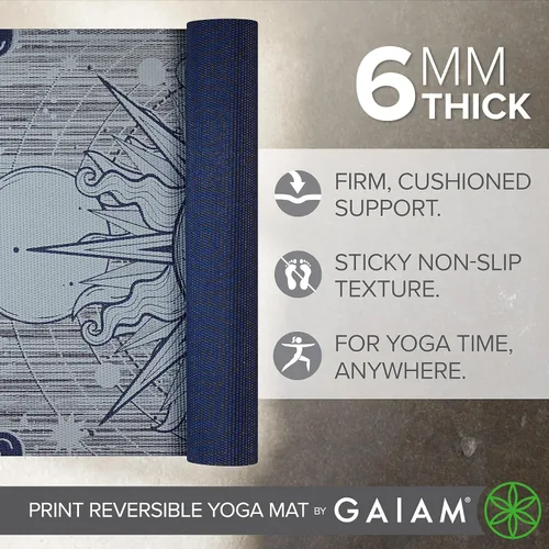 Miniatura 3 de Gaiam tapete de yoga prémium, estampado, extra grueso y antideslizante, de 15/64 pulgadas, para todo tipo de yoga, de pilates y de ejercicios