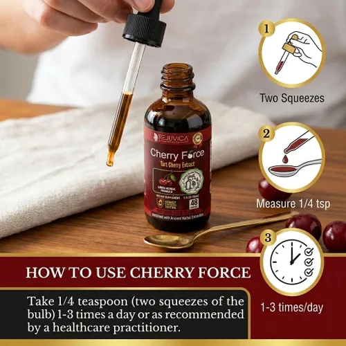 Miniatura 7 de Rejuvica Health Cherry Force - Extracto avanzado de cereza ácida - Verdaderas cerezas ácidas - Rico en fitonutrientes - Extracto líquido para una