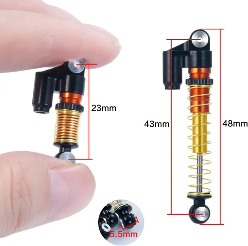 Miniatura 2 de RCLions Amortiguador ajustable de 1.693 in RC amortiguador para todas las mejoras de auto de oruga RC 1:24 (negro)