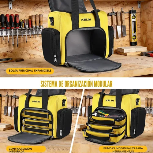 Miniatura 4 de KELIN Organizador de caja de herramientas, organizador de llaves, caja de herramientas, bolsas de herramientas para almacenamiento de hombres, bolsa