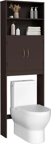 Yaheetech Almacenamiento sobre el inodoro, organizador de baño más alto, gabinete de almacenamiento que ahorra espacio con estantes ajustables y