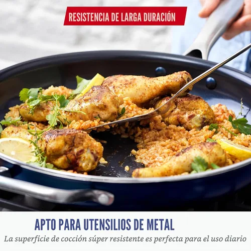 Miniatura 5 de Blue Diamond - Sartén antiadherente de 14 pulgadas, sartén familiar de cerámica sin PFAS, sartén jumbo con mango ayudante, sartén antiadherente