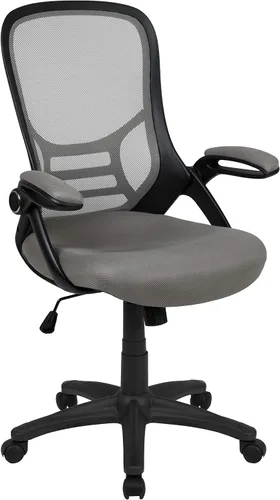 Flash Furniture Porter - Silla de oficina giratoria de respaldo alto con soporte lumbar ajustable y altura del asiento, silla de escritorio Gris