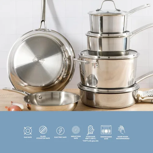 Miniatura 4 de Sur La Table Kitchen Essentials Chef's Deck - Juego de utensilios de cocina de acero inoxidable no tóxicos, 10 piezas, con base triple encapsulada