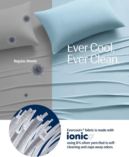 Miniatura 5 de REST® Evercool®+ Sábana encimera, tamaño Cali King/King, azul claro, 104"X108" (solo 1 sábana encimera)