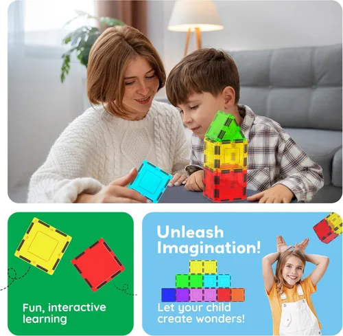 Miniatura 5 de PicassoTiles Bloque de construcción magnético Kit de construcción de azulejos magnéticos para niños, educativo STEM Aprendizaje, juego