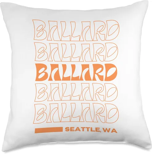 Miniatura 5 de Washington State and Seattle Neighborhood Ballard, Seattle, Washington Simple Orange Neighborhood - Almohada de 16 x 16 pulgadas, multicolor