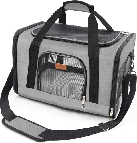 Miniatura 2 de ROYPET Transportador para gatos, bolsa portátil para mascotas para gatos y perros pequeños, bolsa plegable de malla suave y a prueba de arañazos Gris