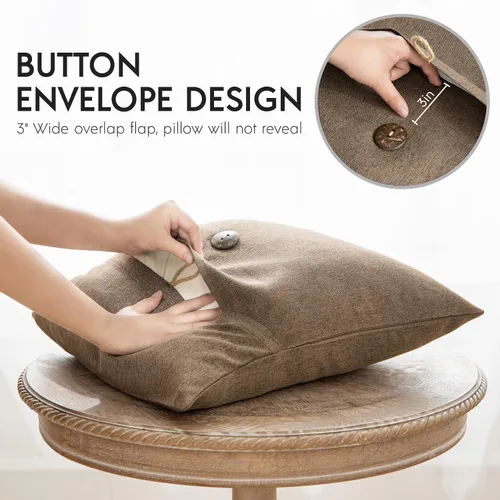 Miniatura 3 de Funda decorativa de lino Phantoscope para almohadones, con botón, 18" x 18