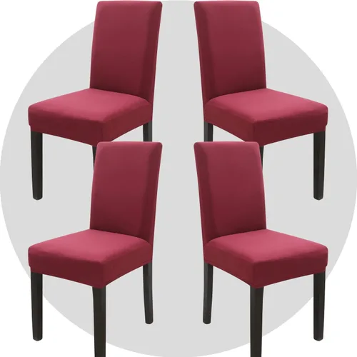 Miniatura 43 de Juego de 6 fundas elásticas para sillas de comedor, color blanco hueso, elásticas, lavables, extraíbles para cocina, hotel, restaurante Blanco roto