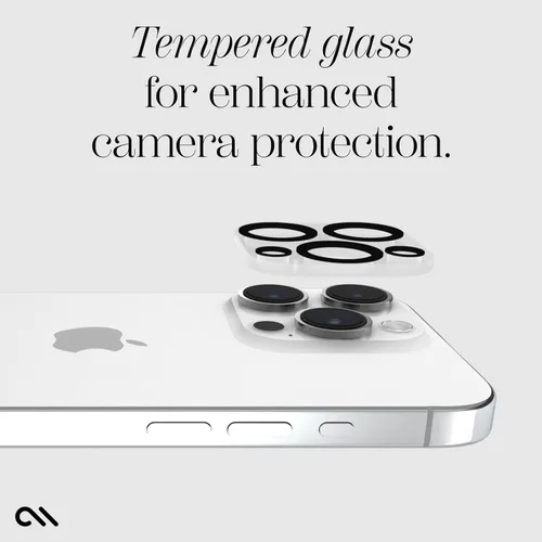 Miniatura 5 de Case-Mate Protector de lente de cámara con anillos de aluminio negro para iPhone 15 Pro Max/iPhone 15 Pro - Doble vidrio templado - Tecnología