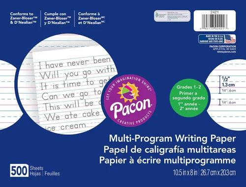 Miniatura 4 de Pacon Papel fotográfico multiprograma, 12 x 9 pulgadas, D'Nealian (K) y Zaner-Bloser (1), 500 hojas, blanco