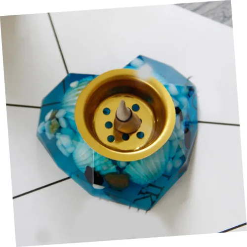 Miniatura 4 de Zerodeko Quemador de incienso azul, portavelas de horno esmaltado de resina perfumada para horno decorativo para estudio