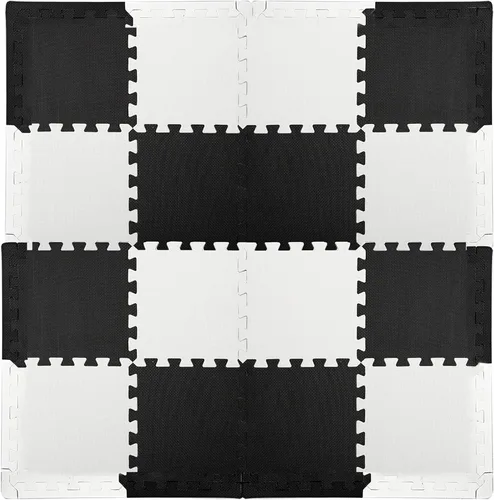 Miniatura 5 de DEAYOU Tapete de espuma entrelazado de 16 azulejos, 12 x 12 pulgadas, tapete de rompecabezas de espuma EVA con bordes, tapete protector suave de 0.4