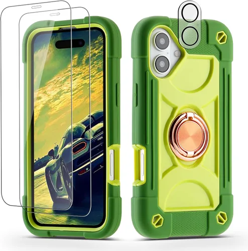 Miniatura 17 de Funda para iPhone 11 de 6.1 pulgadas con soporte de anillo, con 2 protectores de pantalla de vidrio, resistente a los golpes, resistente a
