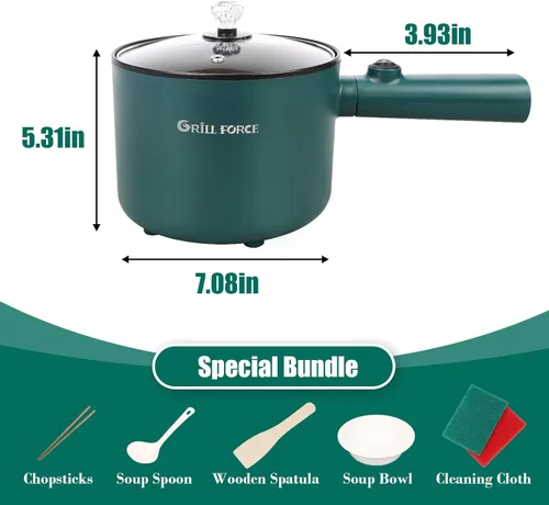 Miniatura 6 de Olla eléctrica, olla de ramen de 1.8 L, cocina portátil, sartén antiadherente, olla eléctrica para pasta, huevo, filete, protección contra