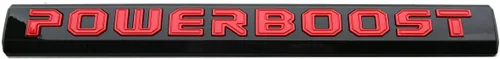 Miniatura 5 de 2 calcomanías POWERBOOST con emblema en letras para puerta izquierda, placa de identificación de repuesto para F-150 2019-2023 (Rojo)