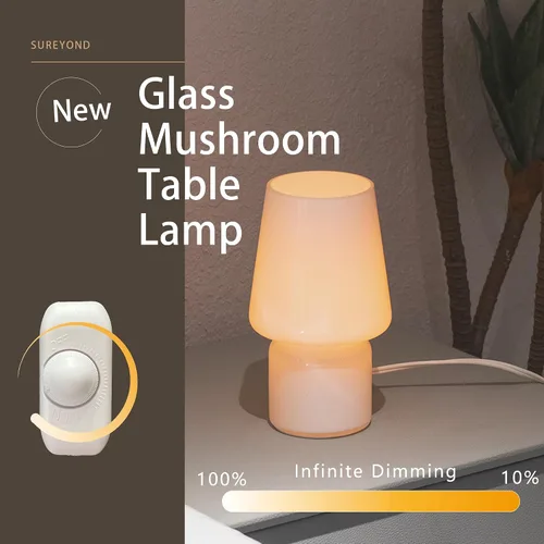 Miniatura 2 de Lámpara de hongo, regalo para el día de la madre, lámpara de mesa pequeña, bonita lámpara de mesa de noche para cocina, lámpara de mesa de cristal