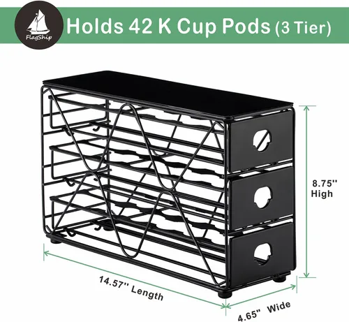 Miniatura 3 de Flagship Soporte para Cápsulas K de 3 Niveles Organizador de Cápsulas de Café para Ahorrar Espacio en Encimera de Cocina (Capacidad para 42 Cápsulas)