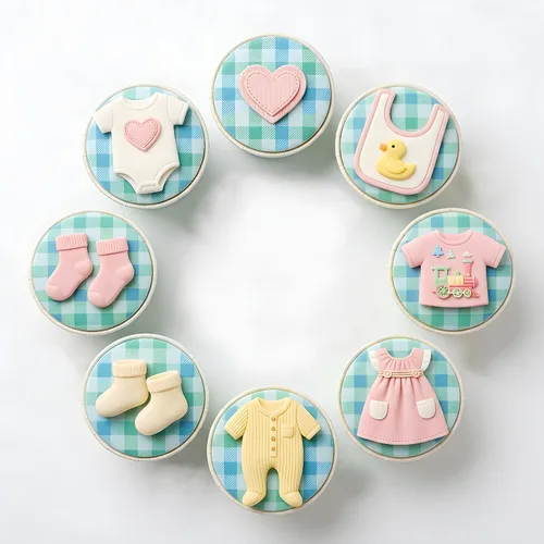 Miniatura 6 de Ropa de bebé Moldes de fondant de silicona para decoración de pasteles Decoración de cupcakes Candy Chocolate Gum Pasta Polímero Arcilla Estilo b