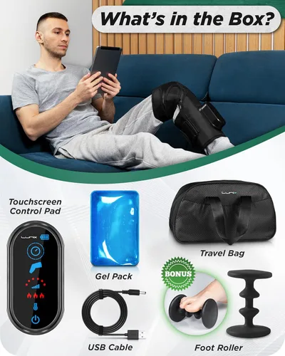 Miniatura 8 de Lunix LX4 - Masajeador de rodilla con calor y compresión, recargable para muslo, pantorrilla y rodilla con terapia de frío o calor, soporte