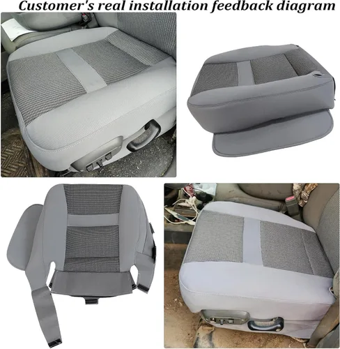 Miniatura 7 de GXARTS Funda de repuesto para asiento delantero del lado del conductor de tela gris compatible con Dodge Ram 2500 3500 4500 5500 2006 2007 2008 2009