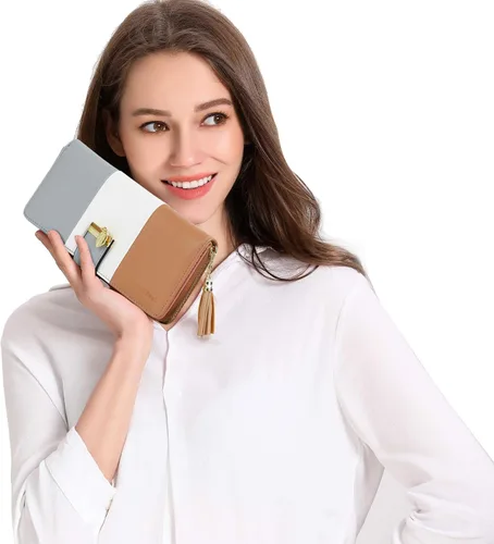 Miniatura 6 de Billeteras para mujer con múltiples ranuras para tarjetas y espacioso compartimento, Casual, L, Caqui