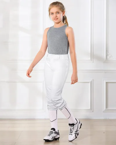 Miniatura 9 de Stelle Pantalones de sóftbol para niñas, pantalones de béisbol para jóvenes, pantalones de lanzamiento rápido con bolsillos, camiseta para niños
