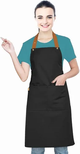 Delantal de cocina con bolsillos, correa ajustable para el cuello para mujeres y hombres, delantal resistente al agua para chef artista camarero