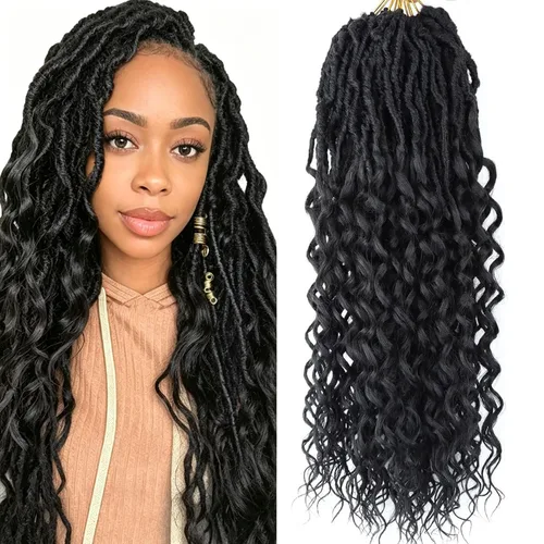 Miniatura 5 de Extensiones de cabello de rizos profundos de 14 pulgadas, 8 paquetes, Rizos tejidos en crochet suaves con puntas rizadas, Rizos de diosa tejidos