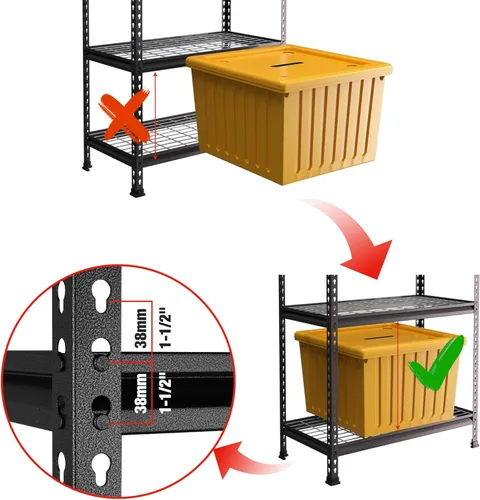 Miniatura 5 de WORKPRO Estantería metálica de 5 niveles para garaje, 36 pulgadas de ancho x 18 pulgadas de profundidad x 72 pulgadas de alto, estante de Negro