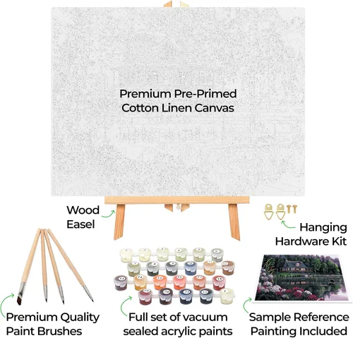 Miniatura 2 de Ledgebay Kit de pintura por números DIY para adultos, lienzo enmarcado para principiantes a avanzados, kit de pintura por números, incluye juego
