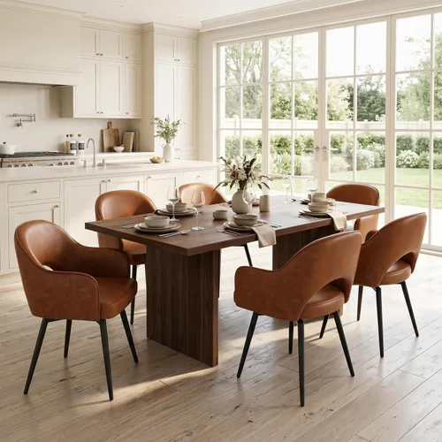 Miniatura 10 de Ya-Home Juego de 2 sillas de comedor giratorias modernas, cómodas sillas laterales tapizadas de piel sintética con respaldo hueco, patas de metal