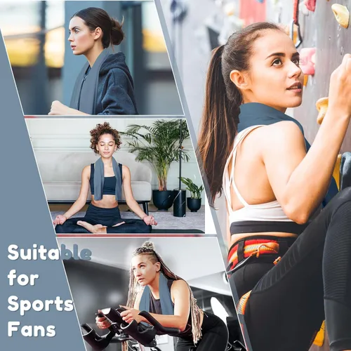 Miniatura 5 de Honoson Toalla de enfriamiento a granel – Toallas frescas para cuello y cara, microfibra transpirable y deportiva para gimnasio, yoga, viajes, Azul