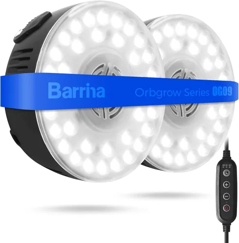 Barrina Orbgrow OG09 Luz de Crecimiento Puck, 5000K 18W (2 x 9W, Equivalente a 270 Vatios), Luz de Espectro Completo para Plantas de Interior,
