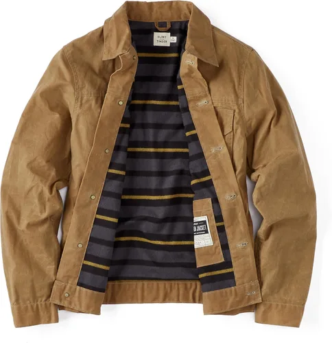 Miniatura 4 de Huckberry Flint and Tinder Chaqueta de Camionero Encerada con Forro de Franela para Hombre, Chaqueta para Hombre Resistente al Agua y a la Intemperie